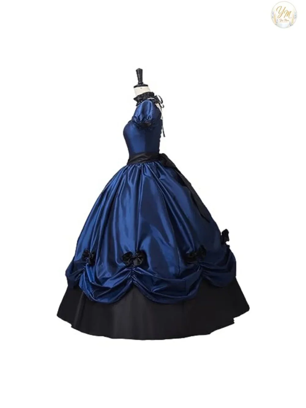 Gothic Victorian Dress Ball Gown Floral Lolita Corset Neckwear Puff Sleeve Long